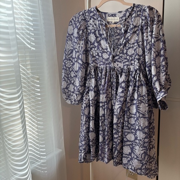 Daughters of India Kyra Mini Dress Iris Blue Size S Size Small Cotton 100% - Picture 2 of 5